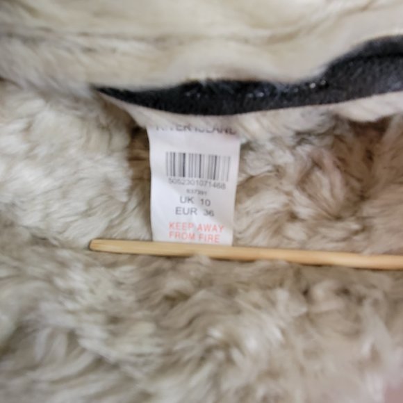 River Island Women's Faux Suede and Fleece Bomber Jacket, Blk/Beige, Size 10 - Picture 10 of 11